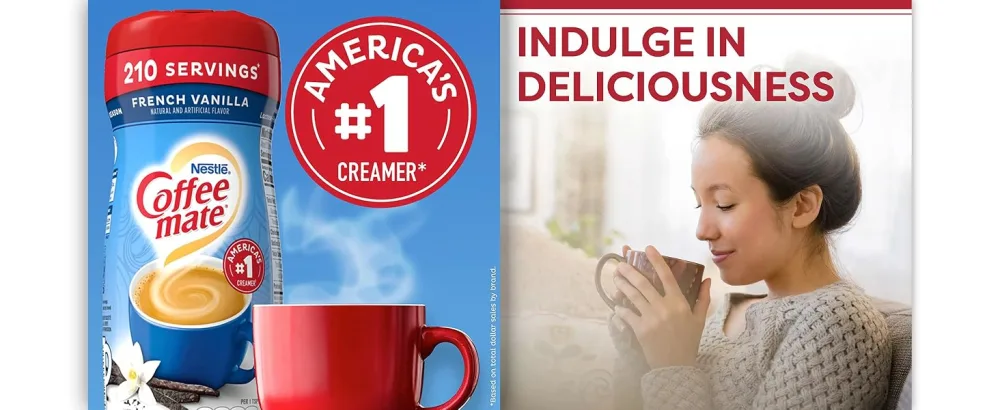 Coffee mate French Vanilla Powdered Creamer 15 oz (Pack of 3) with By The Cup Coffee Scoop - coffee mate