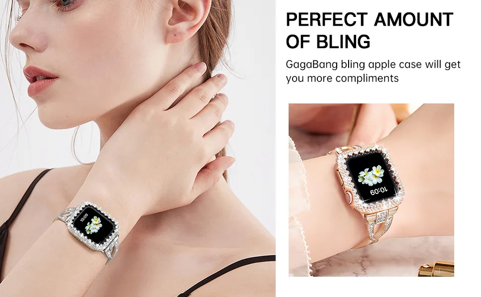Bling Bumper Case Compatible with Apple Watch Series 6 5 4 Se 44mm Diamond Protective Face Cover for Women Hard PC Frame Protector for iWatch 44mm Silver Silver 44mm - apple wacth case