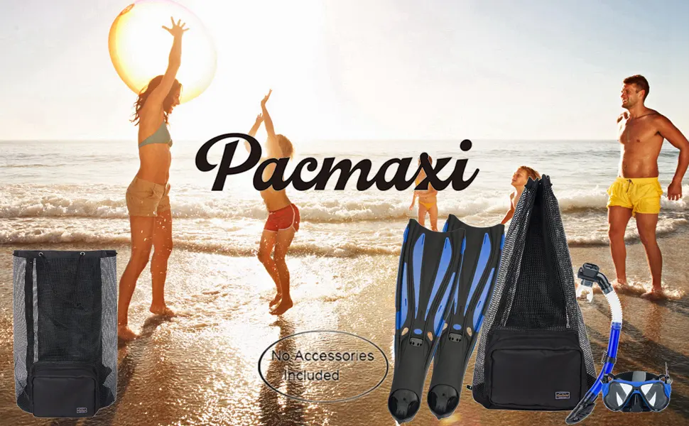 PACMAXI Scuba Diving Bag Oversized Mesh Scuba Diving Backpack for Snorkeling Gear & Equipment Holds Mask Fins Snorkel black - product information 10