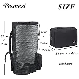 PACMAXI Scuba Diving Bag Oversized Mesh Scuba Diving Backpack for Snorkeling Gear & Equipment Holds Mask Fins Snorkel black - product information 3