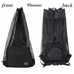 PACMAXI Scuba Diving Bag Oversized Mesh Scuba Diving Backpack for Snorkeling Gear & Equipment Holds Mask Fins Snorkel black - product information 4