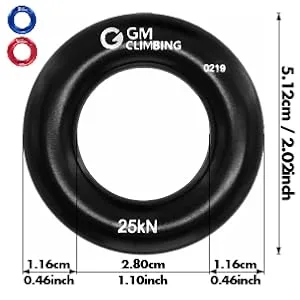 GM CLIMBING Rappel Ring 25kN for Rock Climbing Arborist Rescue Slackline Hammock Pack 2. Small-Red Pack of 4 - GM1021 dimension