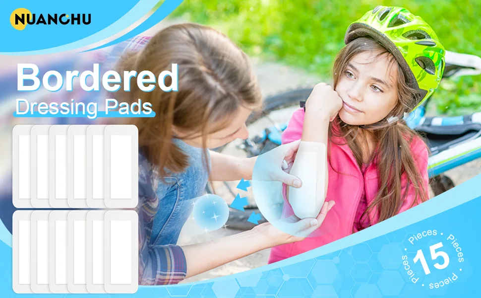 15 Pieces Bordered Gauze-Island Dressing 4 x 10 Inch Wound Bandage Adhesive Patches Post Shower Breathable Borders Individually Packed Pouches - product information 1