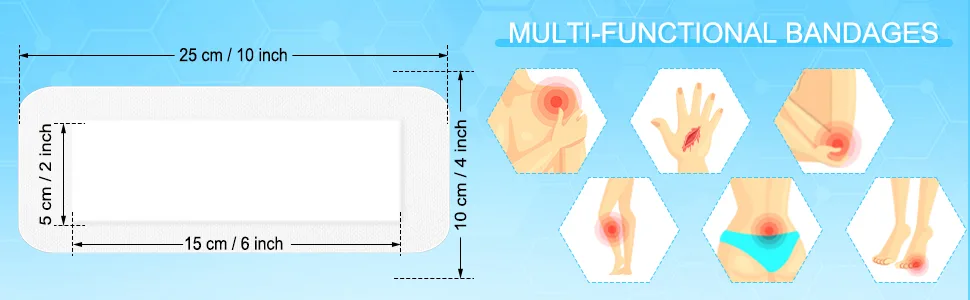 15 Pieces Bordered Gauze-Island Dressing 4 x 10 Inch Wound Bandage Adhesive Patches Post Shower Breathable Borders Individually Packed Pouches - product information 5
