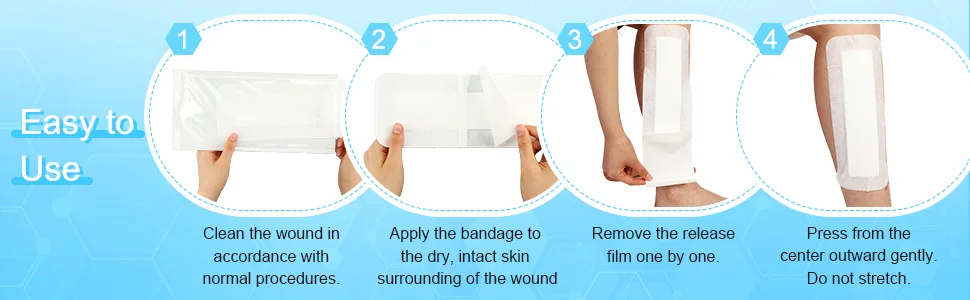 15 Pieces Bordered Gauze-Island Dressing 4 x 10 Inch Wound Bandage Adhesive Patches Post Shower Breathable Borders Individually Packed Pouches - product information 6