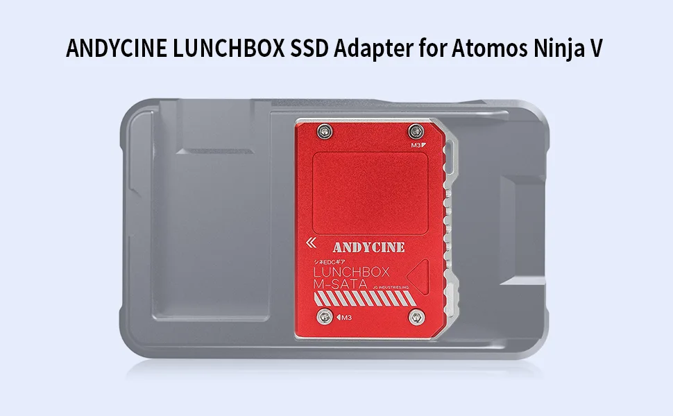 ANDYCINE Magnalium Case for mSATA SSD Compatible for Atomos Ninja V V+ Ninja Flame Ninja Inferno and Shogun Inferno  with mSATA to SATA Adapter - LUNCHBOX red