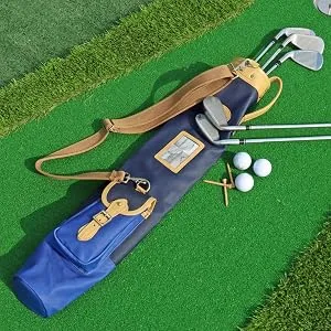 Tourbon Course Practice Golf Club Bag Foldable Travel Golf Case - Canvas and Leather - golf weekend bag