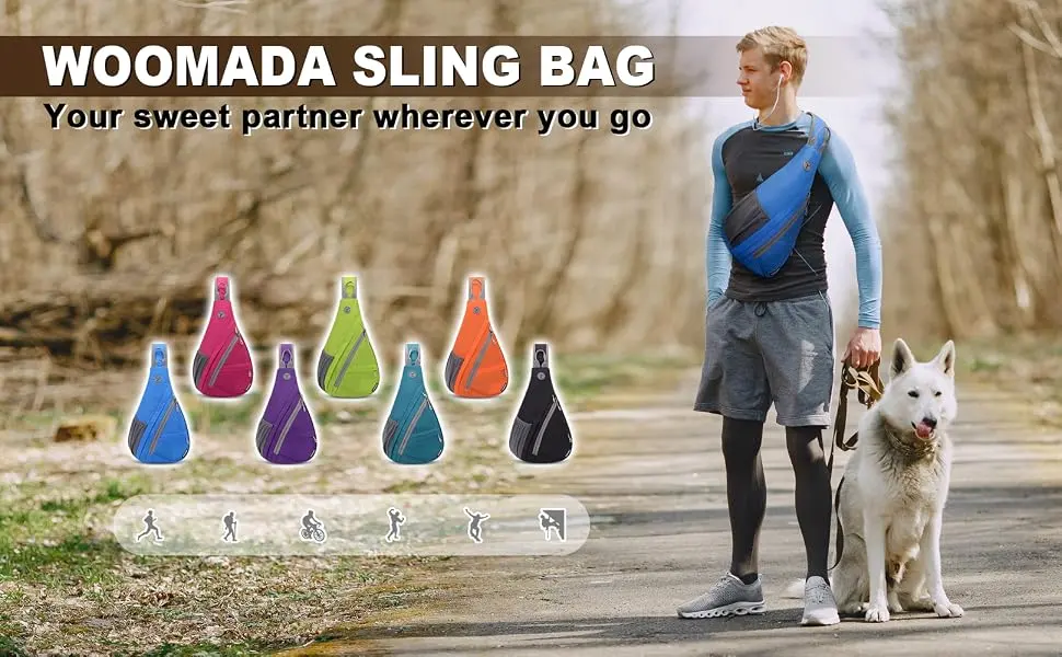 WOOMADA Small Sling Bag for Men Women Crossbody Shoulder Travel Backpack Chest Bag with Hidden Earphone Hole Grey - product information 1