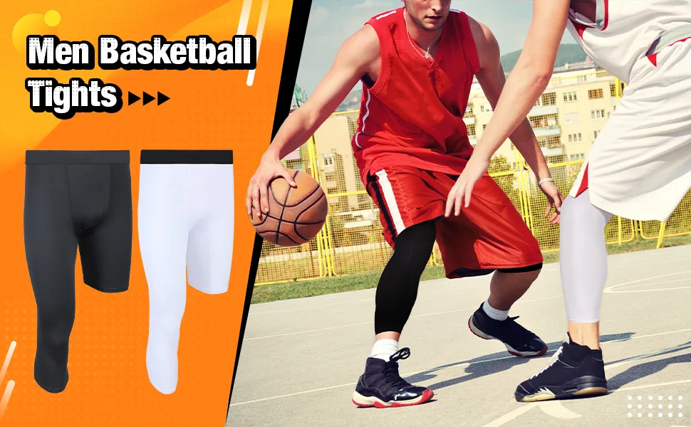 2 Packs Men's 3/4 One Leg Compression Tights Unisex Leggings Athletic Base Layer for Basketball Sports R Style Medium - product information 1