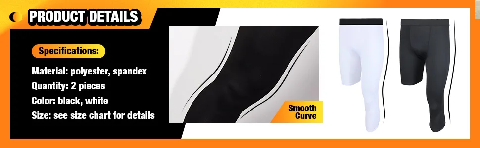 2 Packs Men's 3/4 One Leg Compression Tights Unisex Leggings Athletic Base Layer for Basketball Sports R Style Medium - product information 2