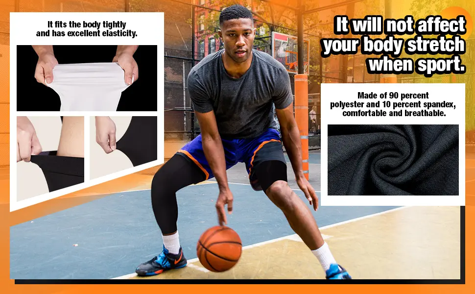 2 Packs Men's 3/4 One Leg Compression Tights Unisex Leggings Athletic Base Layer for Basketball Sports R Style Medium - product information 3