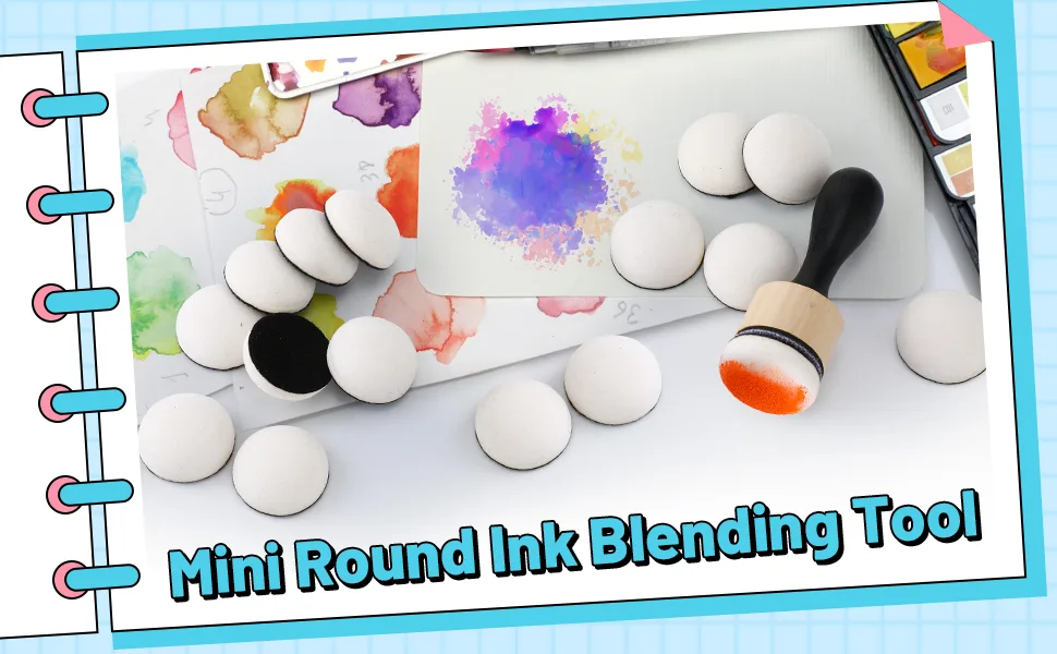 21 Packs Mini Round Ink Blending Tool with Foams Set Including 20 Pcs Replacement Refill Sponge Domed Foam Pads Art Supplies for Distressing Blending and More - product information 1