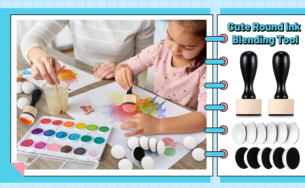 21 Packs Mini Round Ink Blending Tool with Foams Set Including 20 Pcs Replacement Refill Sponge Domed Foam Pads Art Supplies for Distressing Blending and More - product information 5