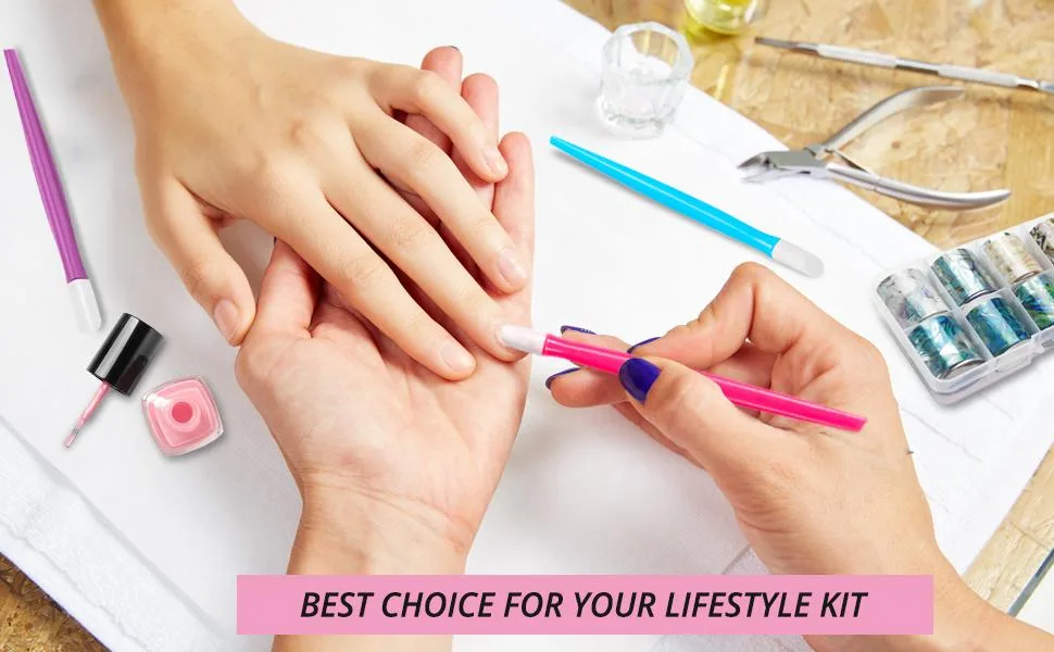 CATTOMBEEG Rubber Cuticle Pusher - Pack of 6 - Plastic Handle Tipped Nail Art and Cleaner Tools for Men and Women - Six Colors Mix - Cuticle Pusher vanity Kit