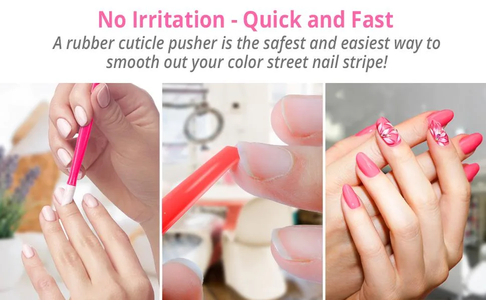 CATTOMBEEG Rubber Cuticle Pusher - Pack of 6 - Plastic Handle Tipped Nail Art and Cleaner Tools for Men and Women - Six Colors Mix - Plastic cuticle pusher Silicone