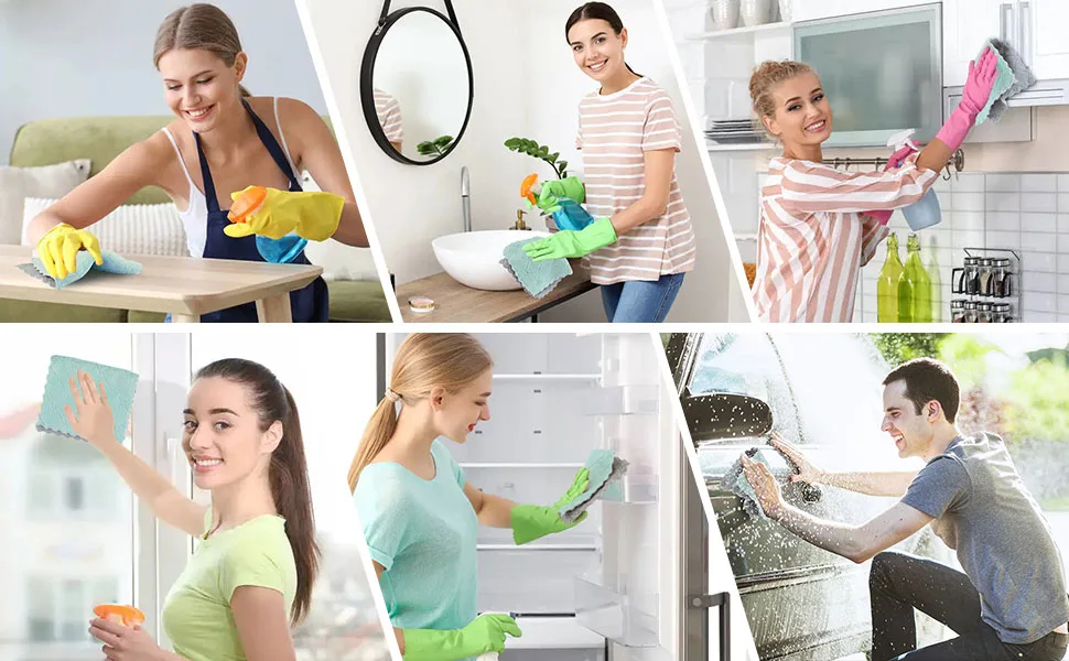 20 Pack Kitchen Dish Cloths Super Absorbent Microfiber Cleaning Cloth for Cleaning Dishes Kitchen Bathroom Car (Grey & Green) Green Grey - product information 14