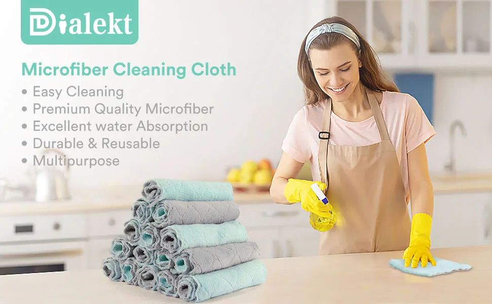 20 Pack Kitchen Dish Cloths Super Absorbent Microfiber Cleaning Cloth for Cleaning Dishes Kitchen Bathroom Car (Grey & Green) Green Grey - product information 7