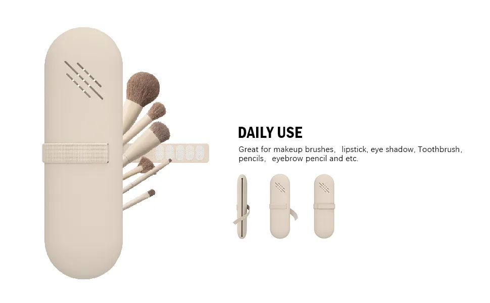 Travel Makeup Brush Holder Make Up Organizer Bag Case Cosmetic pouch Toiletry Organizer Silicon Small Makeup Brush Purse (Walnut) - makeup brush holder travel