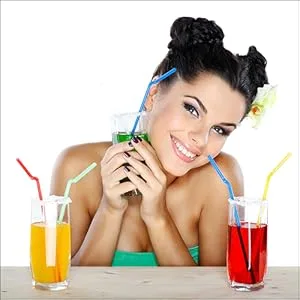 ALINK 500-Pack Solid Colors Flexible Drinking Straws Plastic Disposable Bendy Straws - 7.75" x 0.23" - product information 5