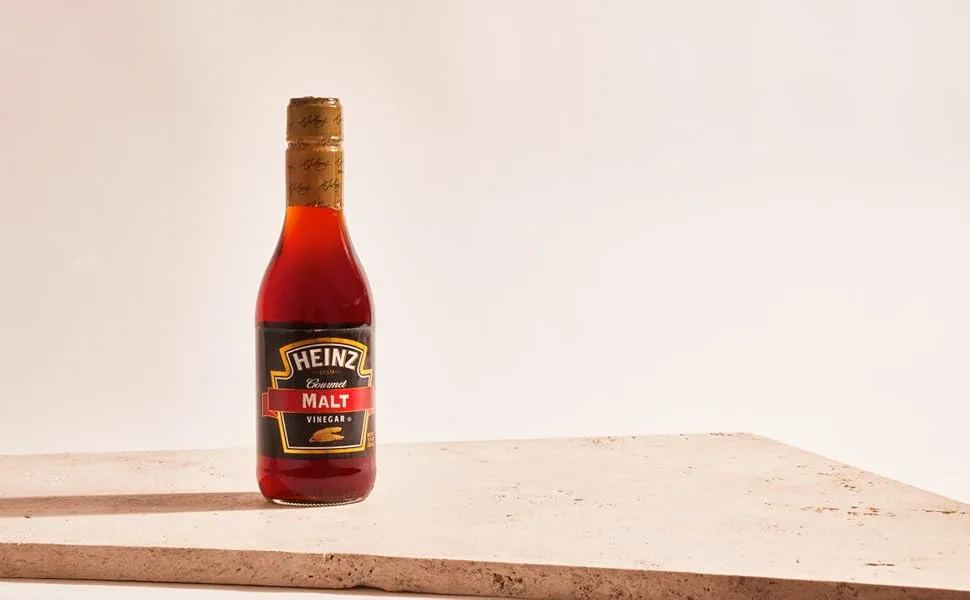 Heinz Gourmet Malt Vinegar 12 fl oz Bottle (Pack of 3) with By The Cup Swivel Spoons - header