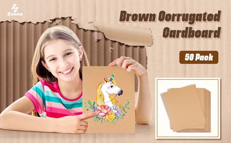 50 Pack Brown Corrugated Cardboard Sheets Flat Cardboard Sheets Cardboard Inserts Flat Cardboard Squares Separators for Art Projects DIY Crafts Supplies (11 x 8.7 Inch) 11 x 8.7 Inch Brown - product information 1