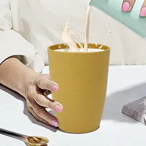 Homienly Wheat Straw Cups 6 PCS Plastic Cups 20 oz Unbreakable Drinking Cup Reusable Dishwasher Safe Water Glasses with 6 Colors - straw cups reusable cups plastics cup dishwasher safe cups 10 oz cups cup set plastic drinking cups