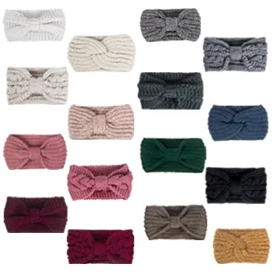 Chalier 4 Pack Winter Headbands for Women Knitted Ear Warmer Headband Crochet Bow Twist Head Wraps(06 Multicolor) Blue - HEADBAND