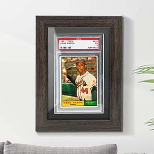 tutata PSA Graded Card Display Frame Walnut Frame for PSA Card Sport Card Display Case - can be mount on wall