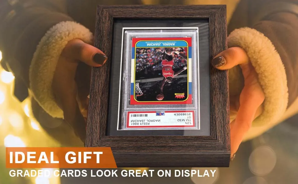 tutata PSA Graded Card Display Frame Walnut Frame for PSA Card Sport Card Display Case - ideal gift for card lovers