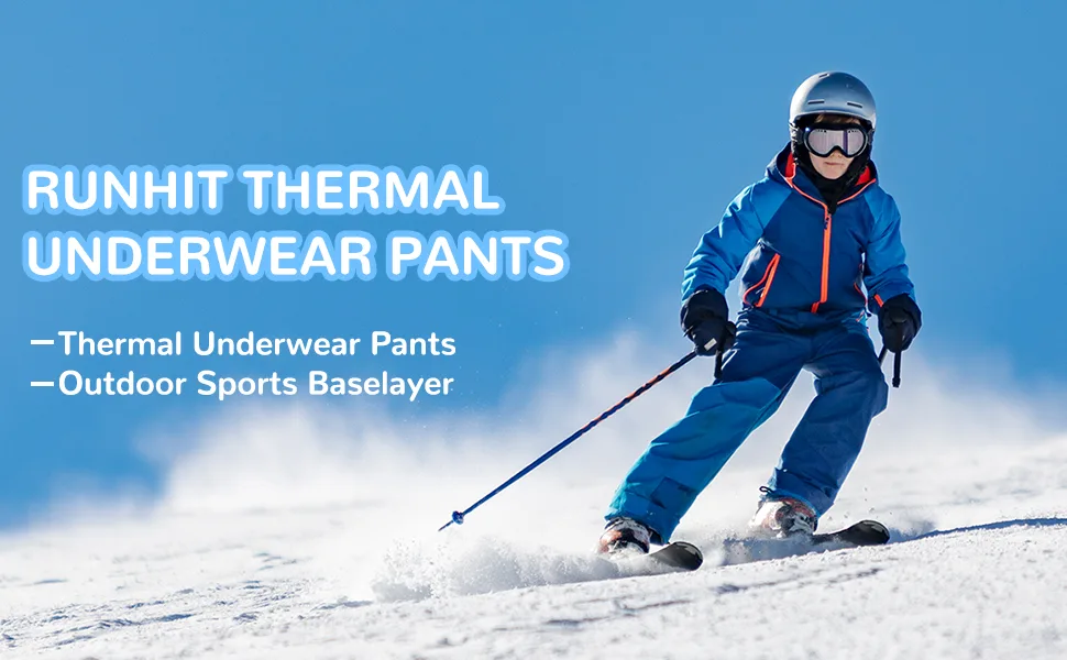 Runhit Youth Boy's Thermal Pants Long Johns for Boys Thermal Underwear Compression Leggings Sports Base Layer 2 Pack : Black Medium - boys thermal pants