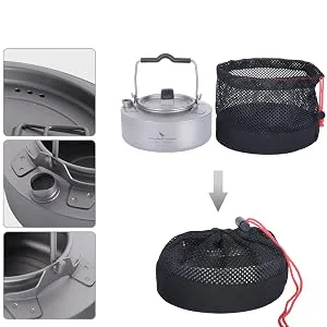 Boundless Voyage Camping Single-Layer Coffee Cup & Titanium Kettle with Folding Handle Filter Big Capacity Pot Outdoor Tableware Drinkware 700ml kettle - product information 4