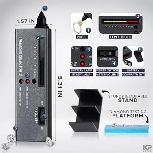 Diamond Checker Tool Electronic Kit - Gem Tester Electronic Pole Identifier Gemstone Jewelry Led Pen Tester with Case - Diamond Tester Professional Precious Metal Verifier Detector Diamond - ruby jewelry electronic case diamond gem tester diamond tester professional and gold tester