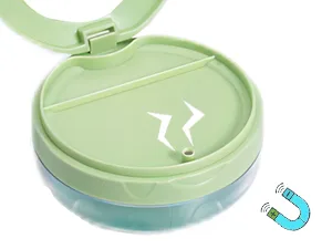 Alliph Traveling Retainer Case Leak Proof Denture Bath Case with Basket Cute Retainer Clean Case Retainer Holder with Mirror and 1 Removal Tool (Green Blue) Bluegreen - retainer case