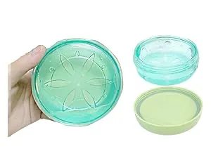 Alliph Traveling Retainer Case Leak Proof Denture Bath Case with Basket Cute Retainer Clean Case Retainer Holder with Mirror and 1 Removal Tool (Green Blue) Bluegreen - retainer case