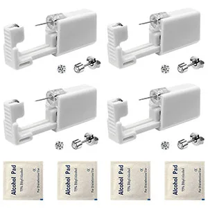 4 Pack Ear Piercing Gun Kit SLVIEKAE Disposable Ear Piercing Gun with Silver Earring Studs Safety Ear Piercing Gun Kit Tool (3mm) - 4 Pack Ear Piercing Gun Kit 3mm