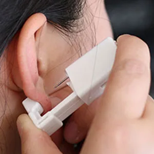 4 Pack Self Ear Piercing Gun Disposable Self Ear Piercing Gun Kit with Earring Studs Safety Ear Piercing Gun Kit Tool (LightGrey) - Ear Piercing Gun