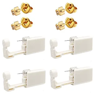 4 Pack Self Ear Piercing Gun Disposable Self Ear Piercing Gun Kit with Earring Studs Safety Ear Piercing Gun Kit Tool (LightGrey) - product information 11