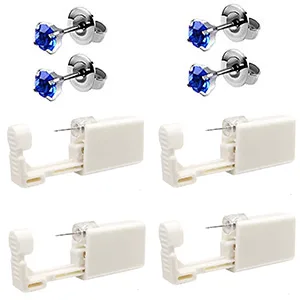 4 Pack Self Ear Piercing Gun Disposable Self Ear Piercing Gun Kit with Earring Studs Safety Ear Piercing Gun Kit Tool (LightGrey) - product information 8