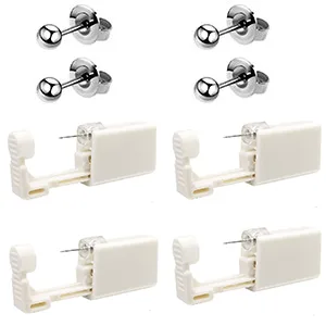 4 Pack Self Ear Piercing Gun Disposable Self Ear Piercing Gun Kit with Earring Studs Safety Ear Piercing Gun Kit Tool (LightGrey) - product information 9