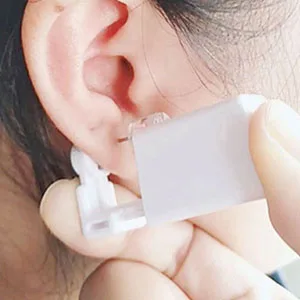 4 Pack Self Ear Piercing Gun Disposable Self Ear Piercing Gun Kit with Earring Studs Safety Ear Piercing Gun Kit Tool (LightGrey) - Step 2