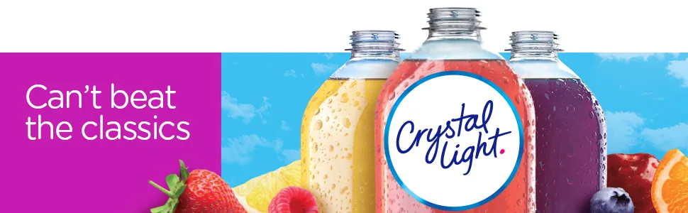 Crystal Light Lemon Decaf Iced Tea Drink Mix (16 Pitcher Packets 4 Canisters of 4) - Three bottles of Crystal Light with the headline Can