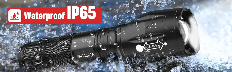 Victoper LED Flashlight 2 Pack Bright 2000 Lumens Tactical Flashlights High Lumens with 5 Modes Waterproof Focus Zoomable Flash Light Portable Flashlight for Camping Hiking Outdoor Home Emergency - product information 2