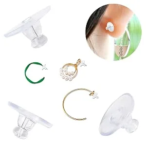 Silicone Earring Backs Clear Rubber Earring Backs Earring Safety Back Stopper Clutch Ear Locking with Pad (Pack of 100) - Silicone Earring Backs