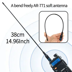2 Pack Baofeng UV-5R Two Way Radio Ham Radio Handheld Rechargeable Long Range Portable Baofeng Walkie Talkie with 2 Pack 771 Antenna (Black) - AR771