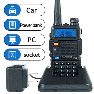 2 Pack Baofeng UV-5R Two Way Radio Ham Radio Handheld Rechargeable Long Range Portable Baofeng Walkie Talkie with 2 Pack 771 Antenna (Black) - PC CHARGER