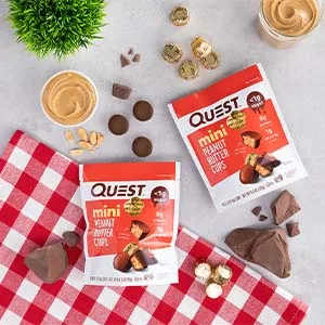 Quest Nutrition Mini Peanut Butter Cups High Protein Low Carb Gluten Free 3 Packs (Each with 16 Cups) - Mini PB Cups