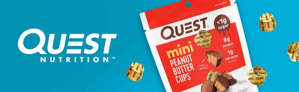 Quest Nutrition Mini Peanut Butter Cups High Protein Low Carb Gluten Free 3 Packs (Each with 16 Cups) - Quest Nuttition