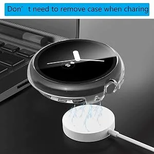 YOYOKIT 2 Pack Screen Protector Compatible with Google Pixel Watch Hard PC Case with Tempered Glass Screen Protector Full Coverage Cover Bumper Accessories for Pixel Smartwatch 2022 Black/Clear - google pixel watch case
