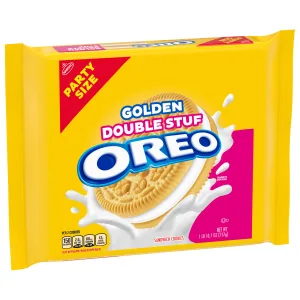 Oreo Double Stuf Golden Sandwich Cookies Party Size 26.7 Oz Pack Vanilla 8 Count Vanilla 8 Count (Pack of 1) - image