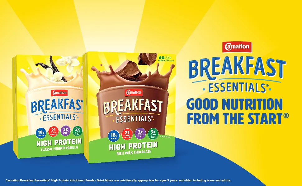 Carnation Breakfast Essentials High Protein Powder Drink Mix Rich Milk Chocolate 10 Count Box Packets (Pack of 6) (Packaging May Vary) - Carnation Breakfast Essentials